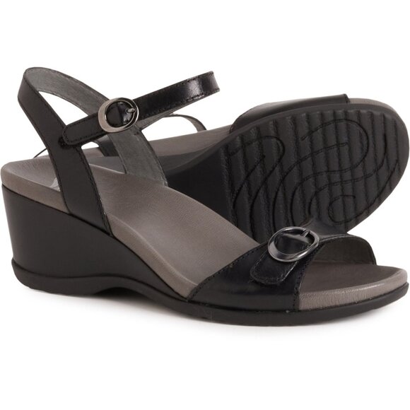 NEW Dansko Arielle Wedge Sandals - Leather For Women in black 254 4S2 - Picture 4 of 8